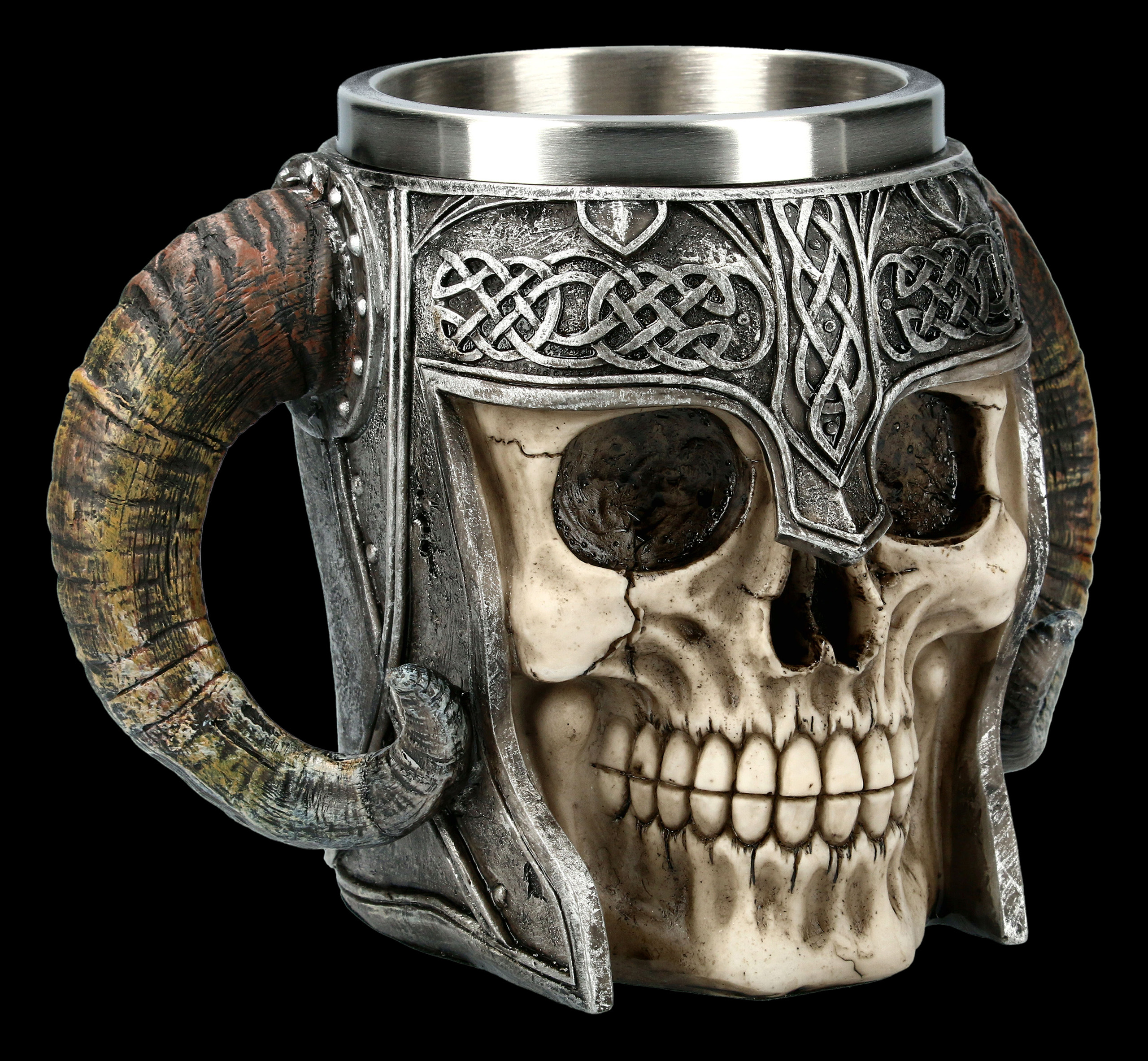 Holz Warcraft Krug Helm Horn Trinkbecher Geschenke für Männer Valhalla Odin Mittelalter Tasse 550 ml Holz Antiquität Wikinger Edelstahl Dekor Bier Kaffee