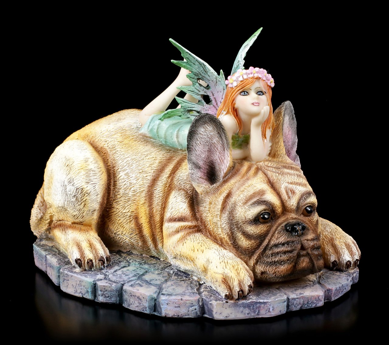 Fairy Figurine on French Bulldog - Canine Companion