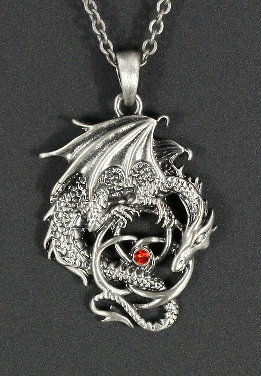 Celtic Knot with Dragons Sterling Silver Necklace