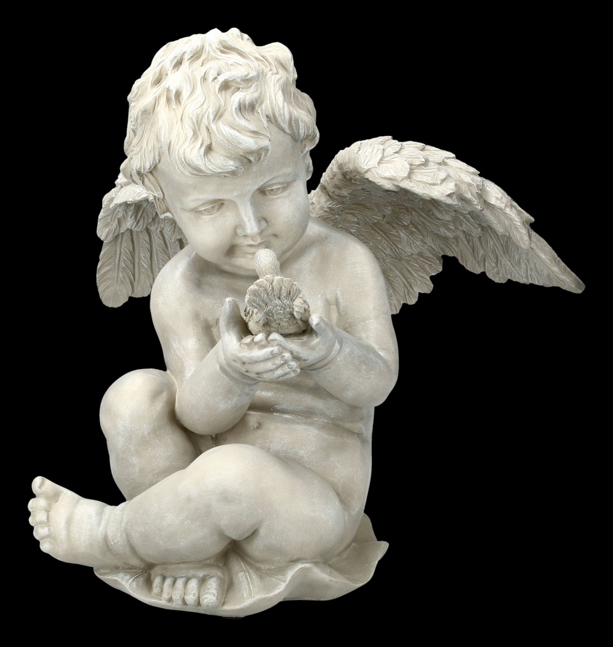 Garden Figurine Angel - Cherub with Dove