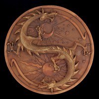 Alchemist Wall Plaque - Double Dragon - Terracotta colored
