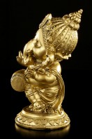 Ganesha Figurine with Drum - gold-colored
