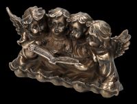 Angel Figurine - Four Cherubs reading book bronzed