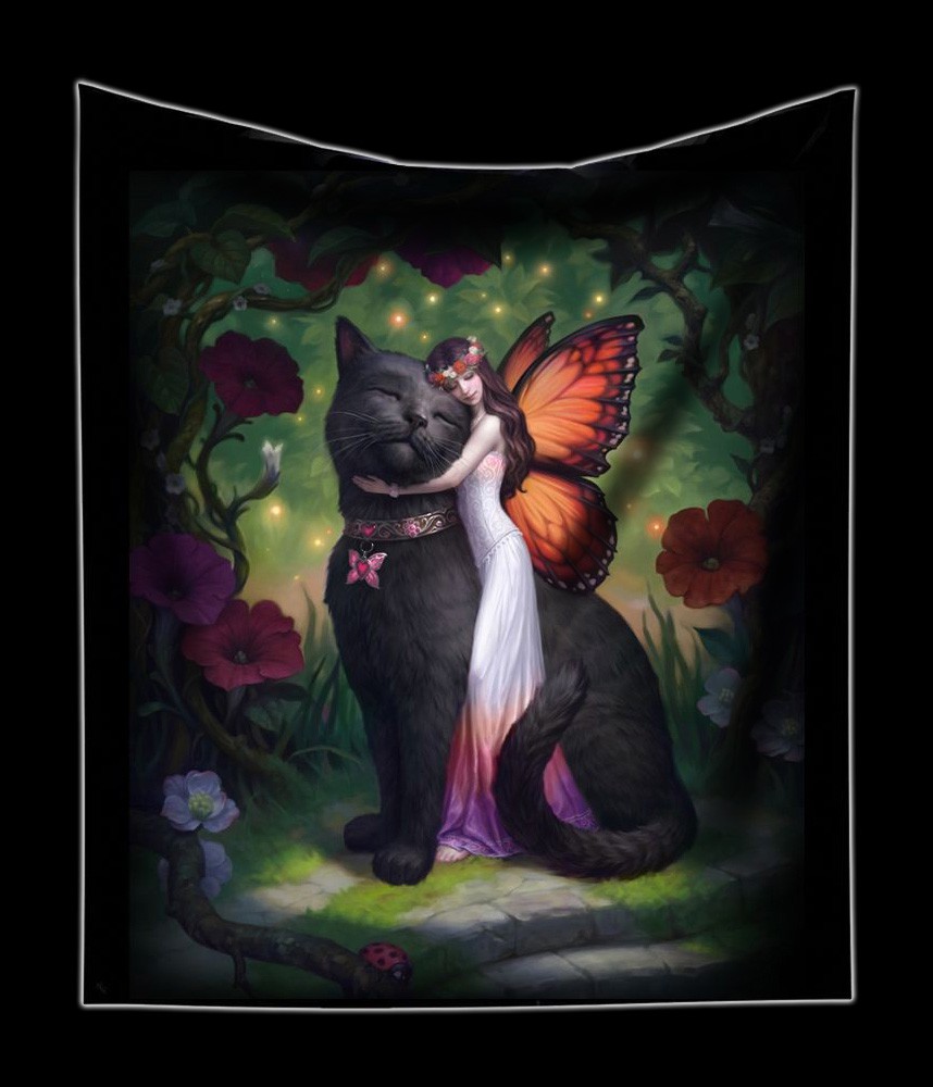 Kuscheldecke mit Katze & Elfe - Cat and Fairy
