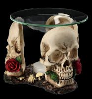 Duftlampe - Totenköpfe mit Rosen