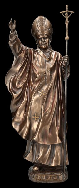 Heiligenfigur - Papst Johannes Paul II bronziert