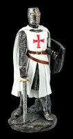 White Templar Knight Figurine with Shield and Sword