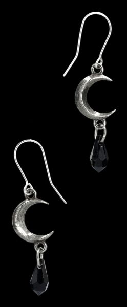 Crescent Moon Earrings - Black Tears of Moon