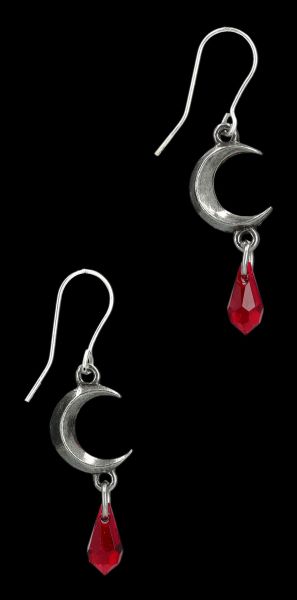 Crescent Moon Earrings - Red Tears of Moon