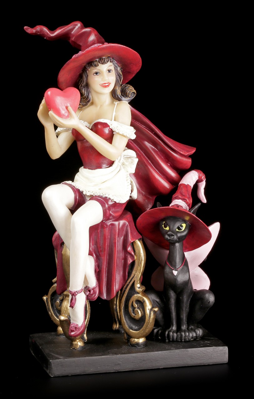 Hexen Figur mit Katze Valentine Witch Brigid Ashwood Zauberin Magierin Deko 