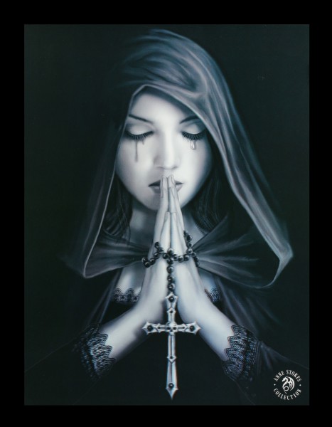 NEU 3D Postkarte Gothic Kunst Anne Stokes Harbinger schwarz Flügel 10x15 cm ca 