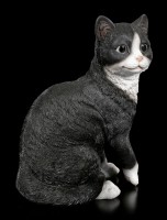 Katzen Figur - Sitzend schwarz-weiß