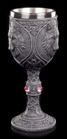 Gothic Goblet - Night Wolf with red Gemstones