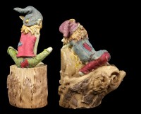 Pixie Figurines - Sitting on a Tree Trunk