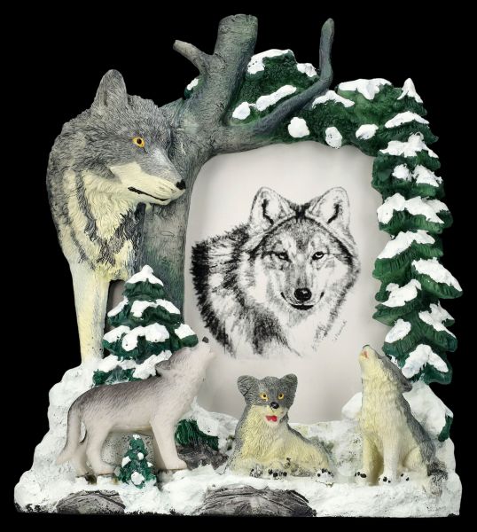 Bilderrahmen - Wölfe in der Winterlandschaft