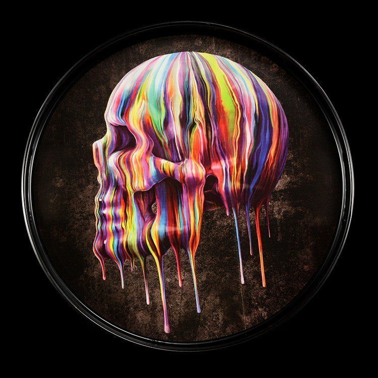 Rundes Tablett mit Totenkopf - Dripping Skull