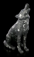 Wolf Figurine with Moon and Stars - Lupus