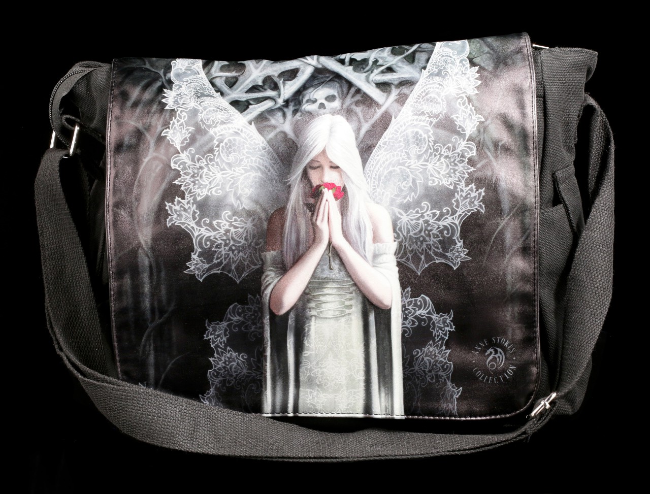 Messenger Bag with Gothic Angel - Only Love Remains