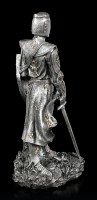 Knight Figurine with Shield and Sword - silver colored