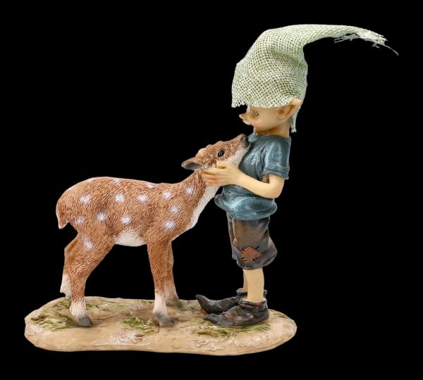 Pixie Goblin Figurine with Fawn - Bambi and Me
