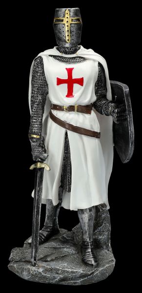 Knight Templar Figurine Leaning on Sword