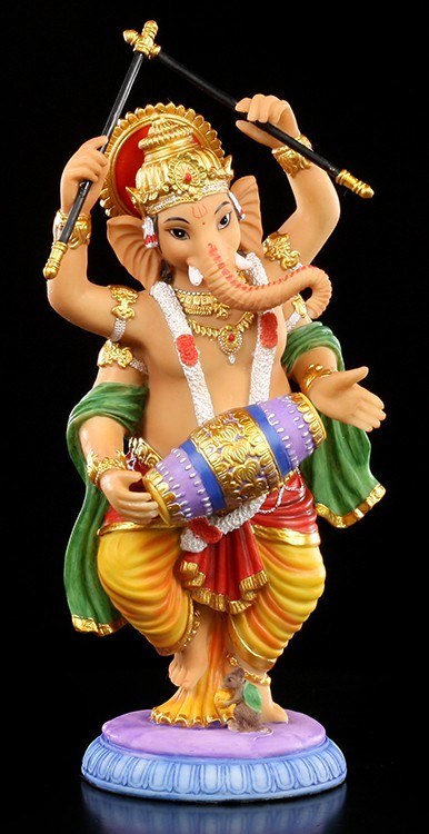 Dancing Ganesha Figurine with Drum