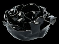 Candle Holder - Black Ceramic Rose - large