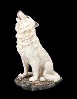 Wolf Figur - Weiß sitzend heulend