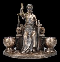 Justitia Figur als Kerzenhalter