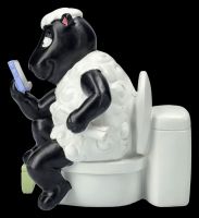 Funny Sheep Figurine - Mobile Phone Time at Toilet