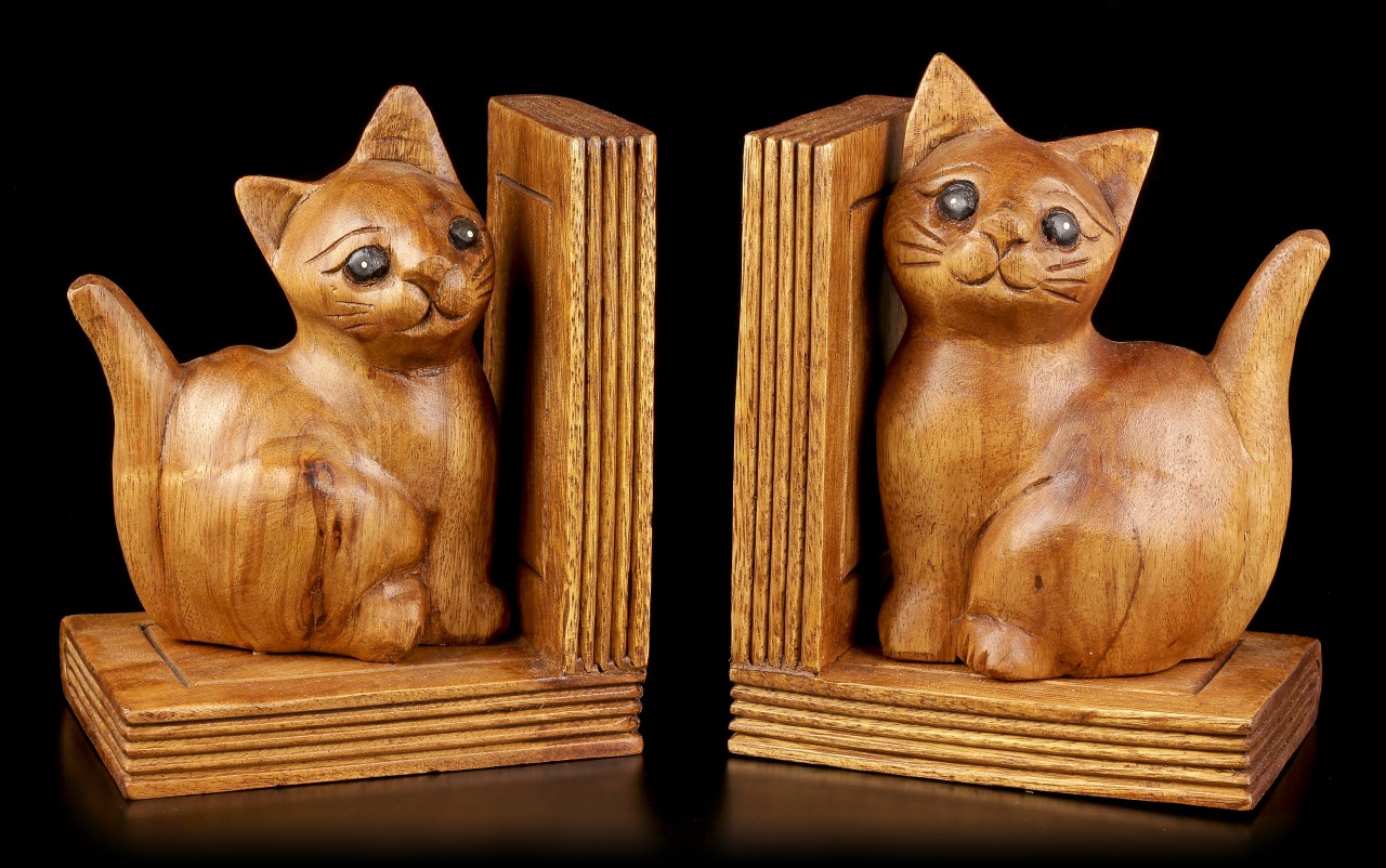 Katzen Buchstützen Set - Holz