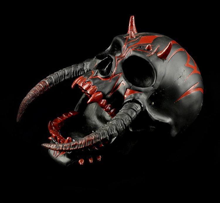 Totenkopf - Hornschädel Cranium schwarz