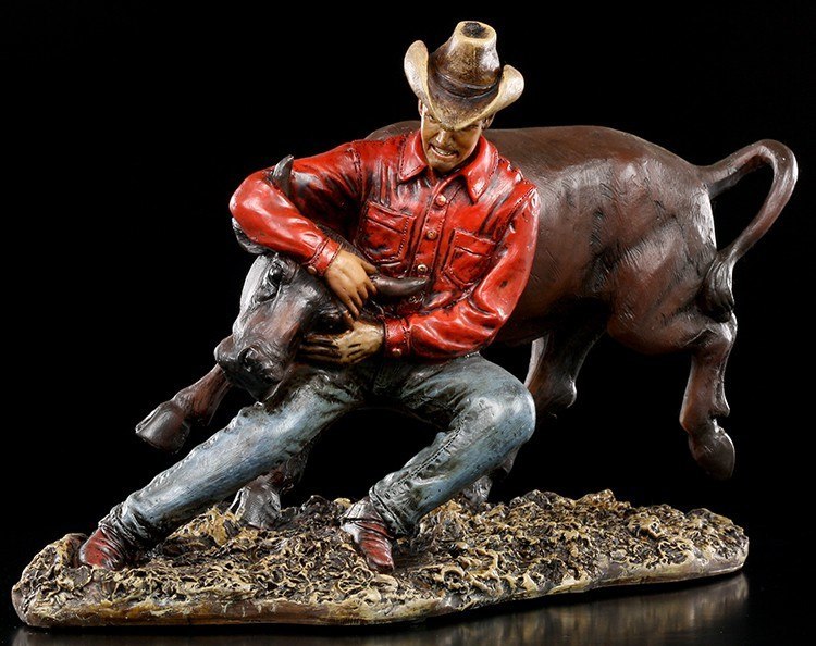Cowboy Figurine Rodeo - Bull Wrestling