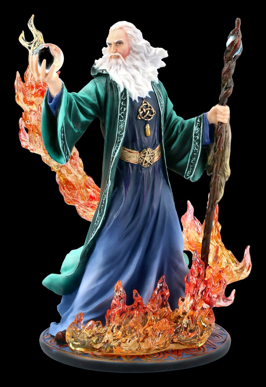 Zauberer Figur - Merlin beschwört Feuer