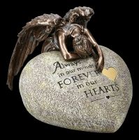 Tier Urne - Bronzierter Engel mit Herz