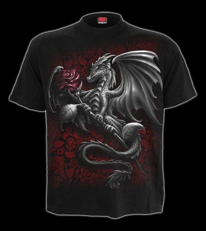 T-Shirt Fantasy - Drache Dragon Rose