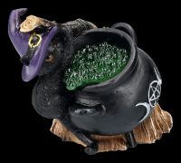 Witch Cat Figurine with Cauldron LED