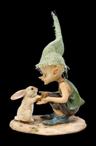 Pixie Goblin Figurine with Rabbit - Give Paw