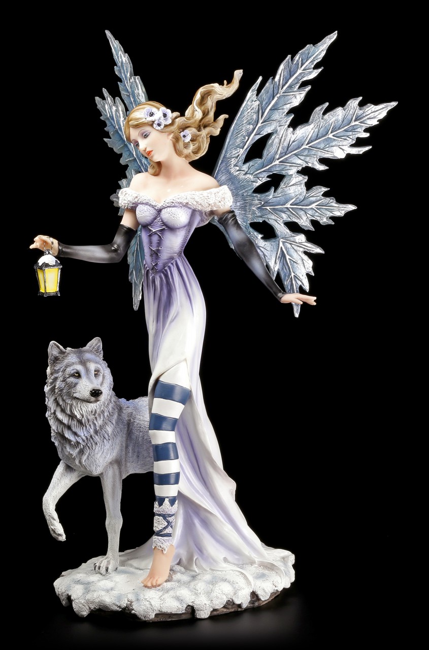 Winter Fairy Figurine with Wolf