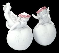 Angel Figurines Set of 2 - Puttos with "Love" Heart