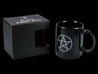 Schwarze Keramik Tasse - Pentagramm