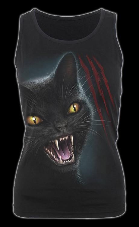 Damen Top mit schwarzer Katze - Feline Fury