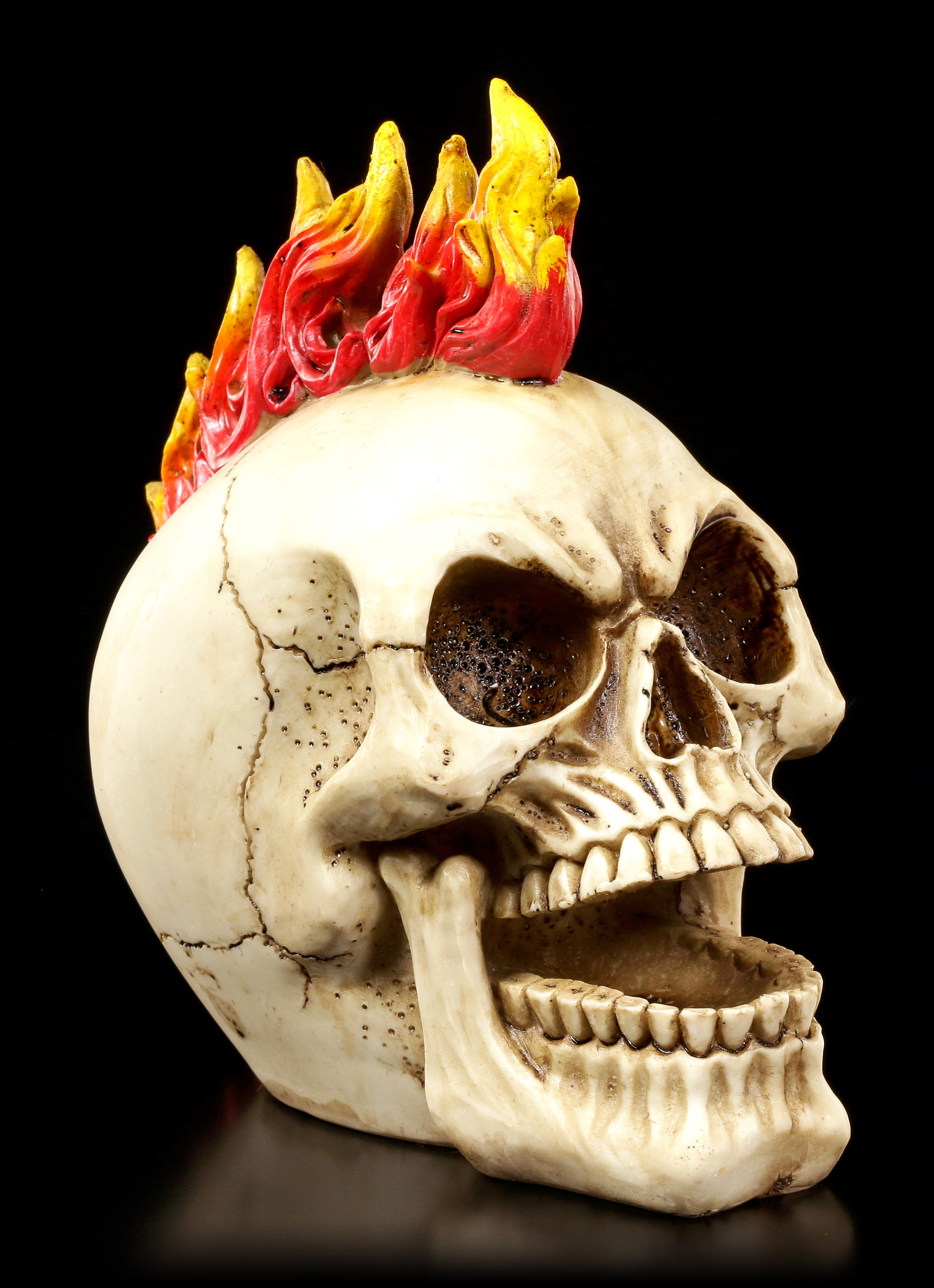 Bunter Totenkopf mit Flammen Inferno Figur Feuer Schädel Skull 