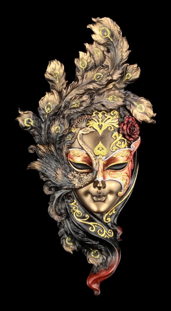 Venezianische Maske - Pfauenfedern