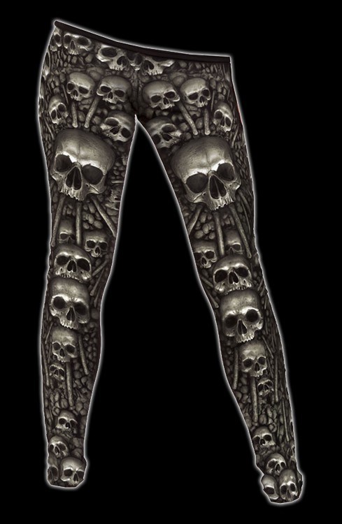 Leggings Gothic mit Totenköpfen - Catacomb