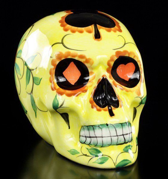 Mexikanischer Totenkopf - Keramik gelb