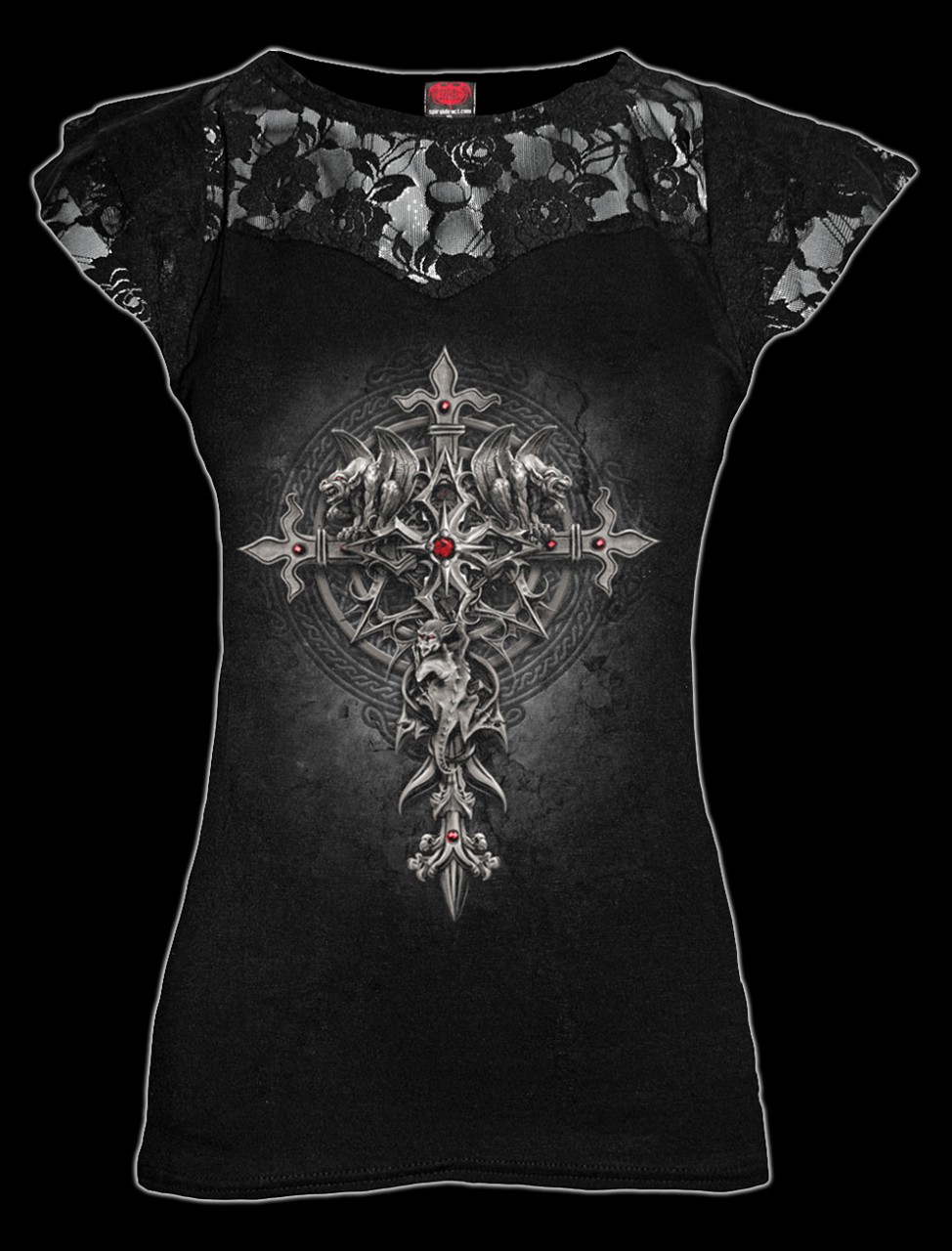 Damen Netz Shirt - Gothic Kreuz - Custodian