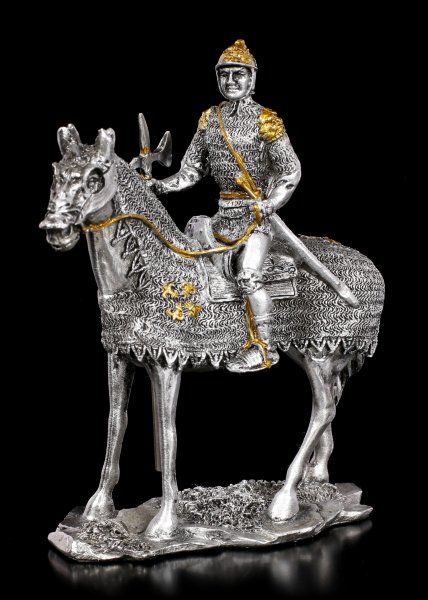 Pewter Knight Figurine on Horse with Halberd