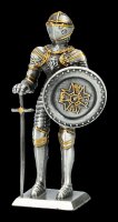 Zinn Ritter Figur mit Schwert und Rundschild