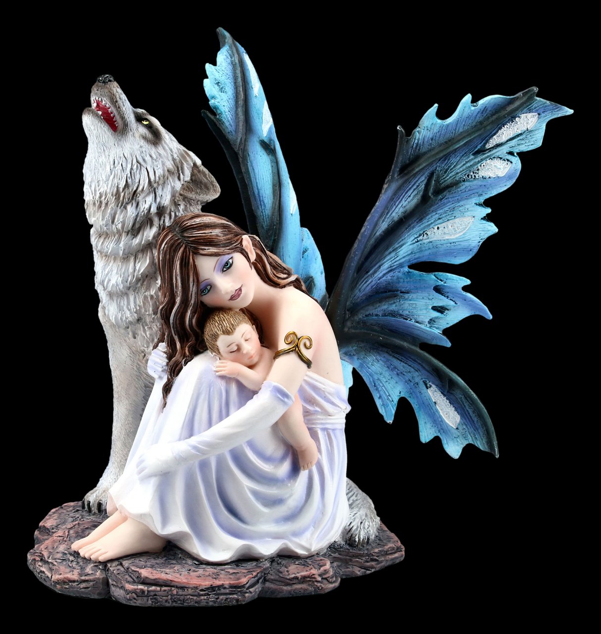 Fairy Figurine - Mary with Baby and Wolf